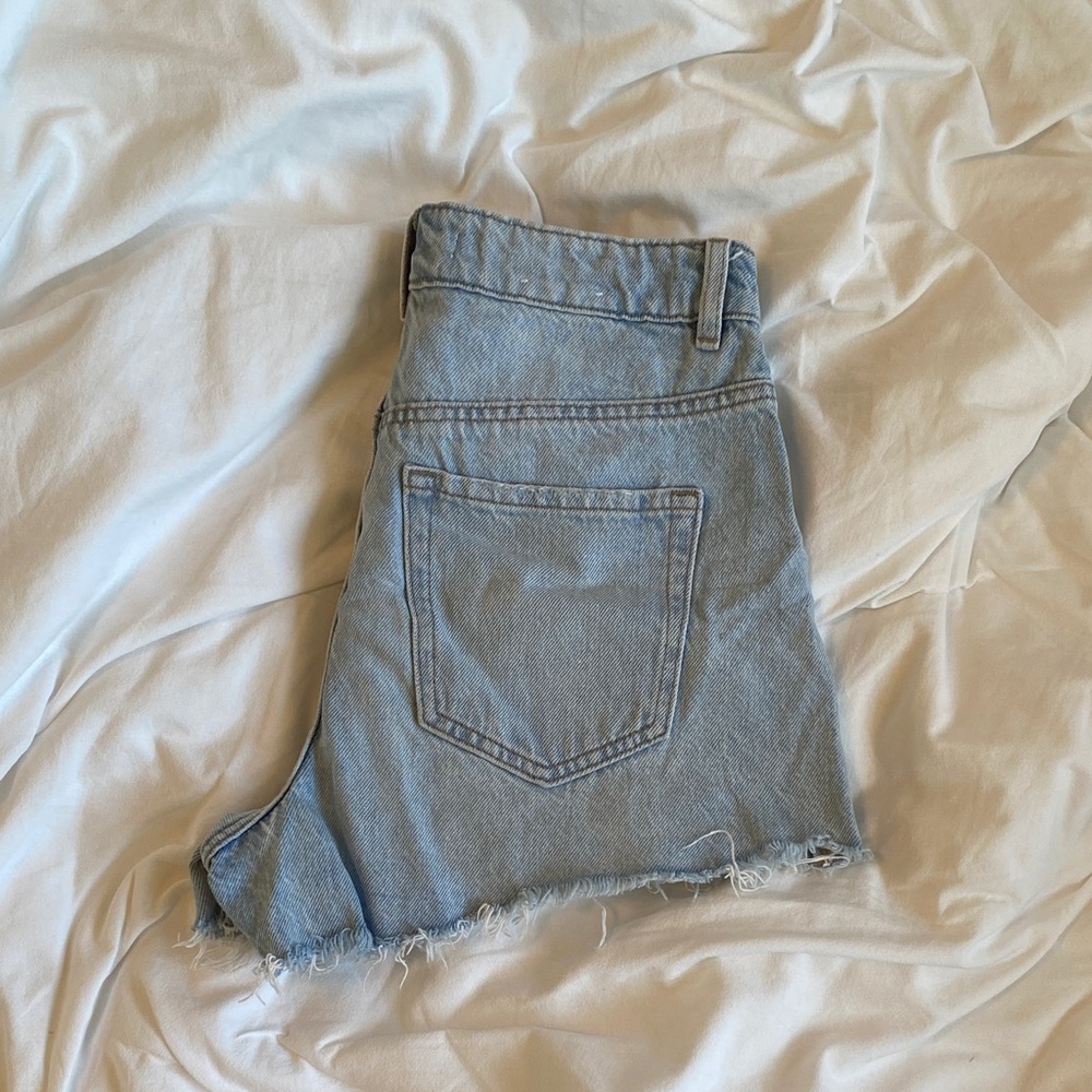 garage light blue denim festival shorts